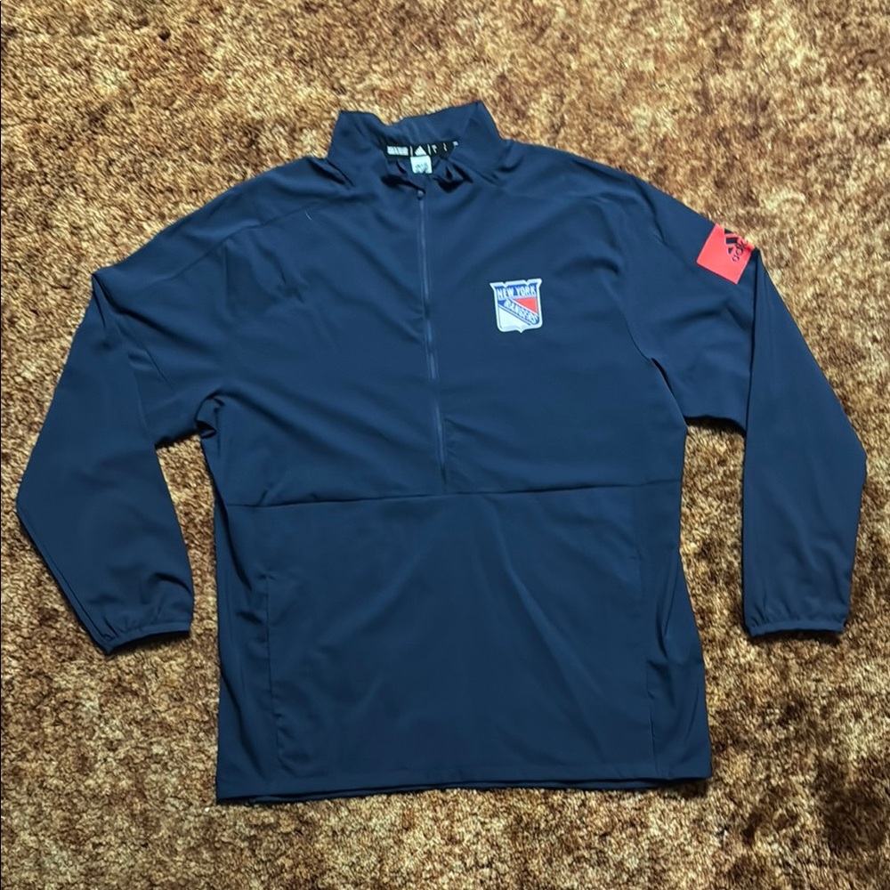 Adidas Climalite New York Rangers Half Zip Moisture Wicking Windbreaker. Large